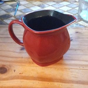 CORELLE Large Creamer, Dark Burgundy Red Jar, Coordinates Hearthstone Stoneware